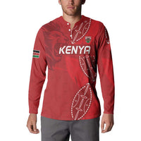Kenya Rugby Custom Button Sweatshirt Go Champions Simbas - Red Color