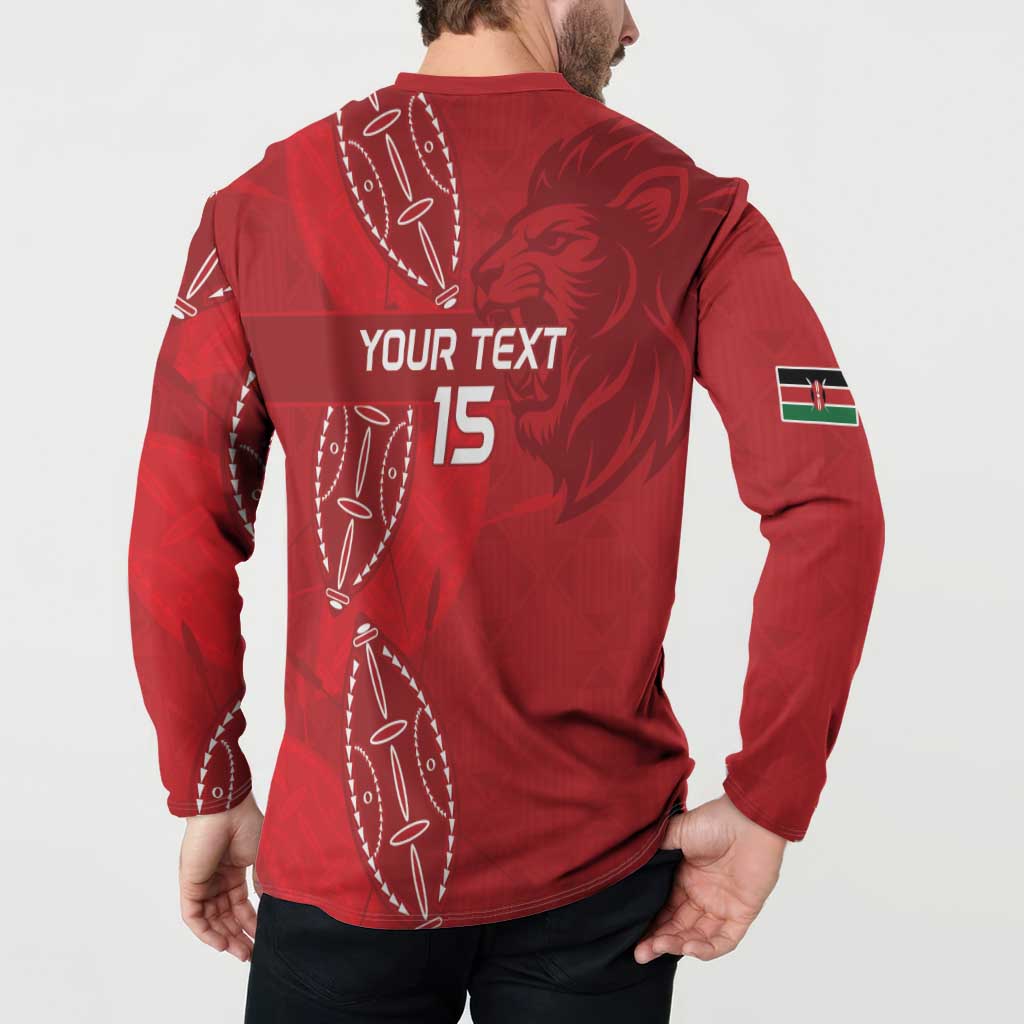 Kenya Rugby Custom Button Sweatshirt Go Champions Simbas - Red Color