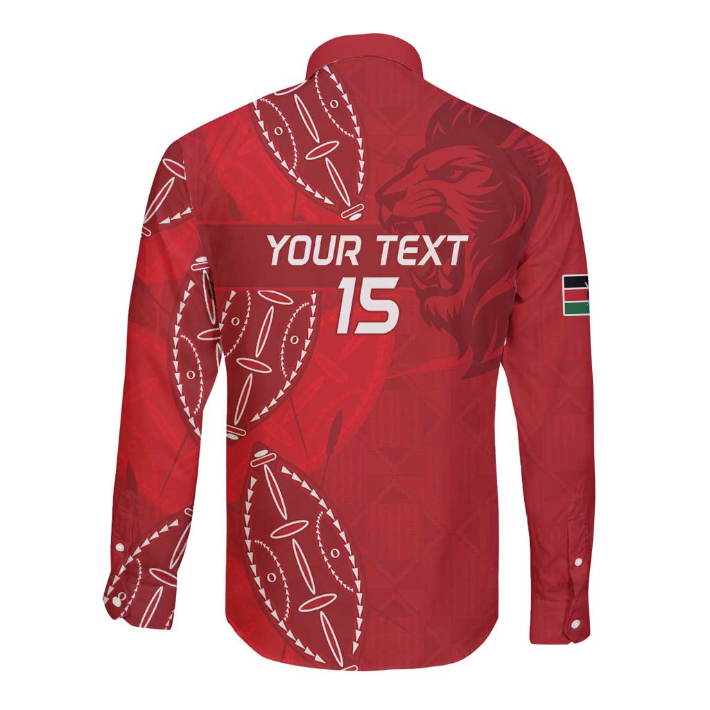 Kenya Rugby Custom Long Sleeve Button Shirt Go Champions Simbas - Red Color