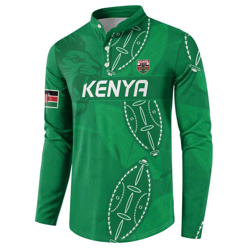 Kenya Rugby Custom Button Sweatshirt Go Champions Simbas - Green Color