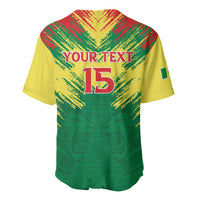 Rugby jersey back, yellow-and-green with YOUR TEXT and number 15 on tie-dye print