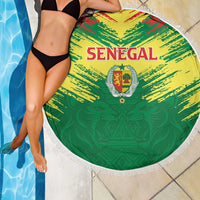 Senegal Rugby Beach Blanket Lion With Coat Of Arms - African Pattern