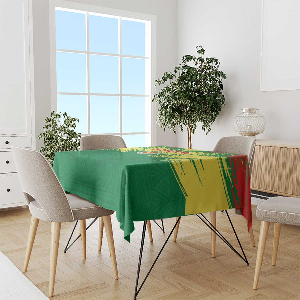 Senegal Rugby Tablecloth Lion With Coat Of Arms - African Pattern