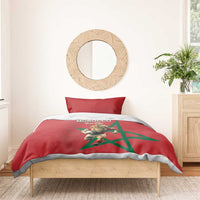 Morocco Rugby Custom Bedding Set Lion Mascot Green Star