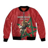 Morocco Rugby Custom Bomber Jacket Lion Mascot Green Star