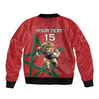 Morocco Rugby Custom Bomber Jacket Lion Mascot Green Star