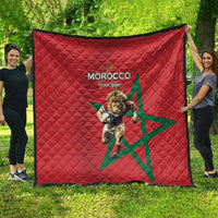 Morocco Rugby Custom Quilt Lion Mascot Green Star
