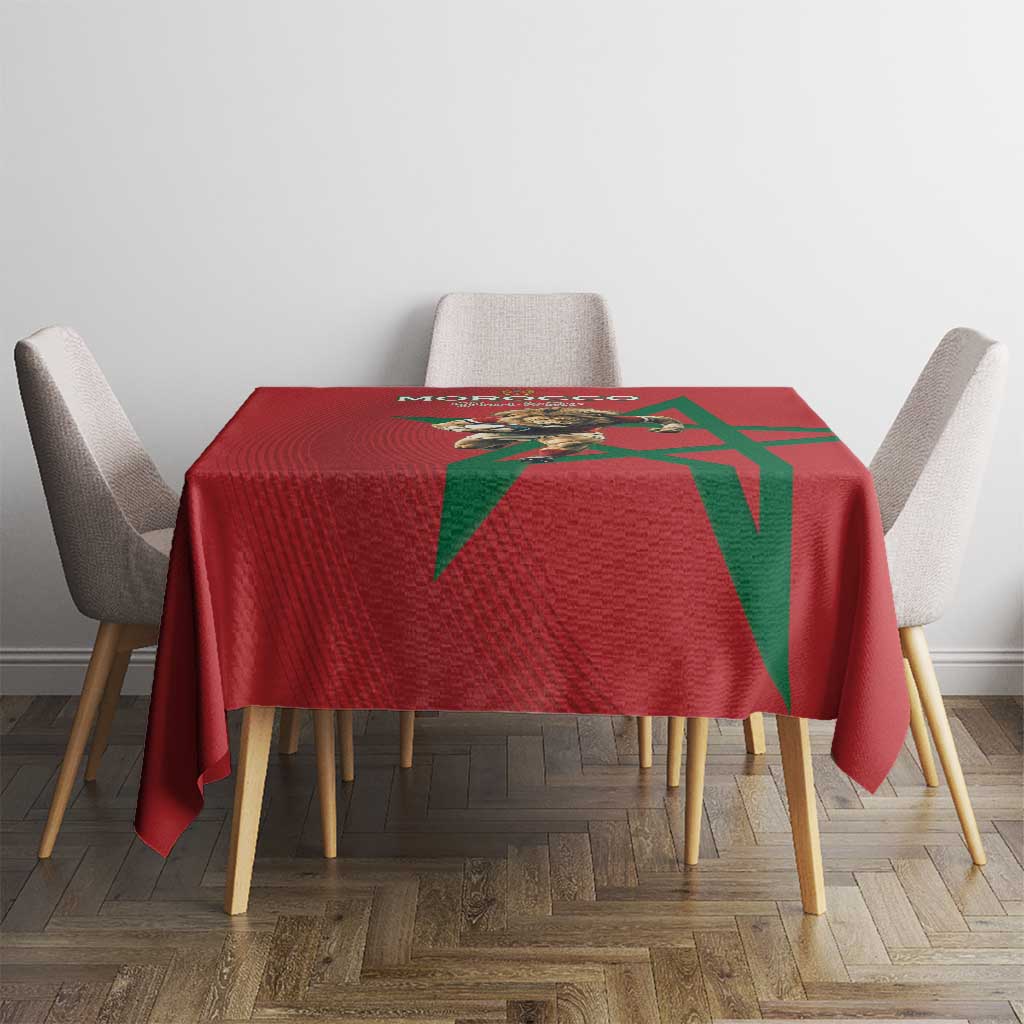 Morocco Rugby Custom Tablecloth Lion Mascot Green Star