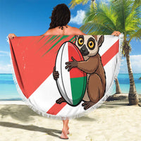 Madagascar Rugby Custom Beach Blanket Go Les Makis - Wonder Print Shop