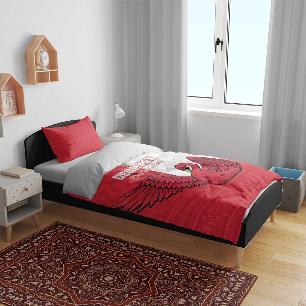 Denmark Football Bedding Set Red and Whites Scandinavia Pattern - Wonder Print Shop