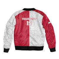 Custom Poland Football Bomber Jacket White-Reds Floral Polish Pattern - Wonder Print Shop