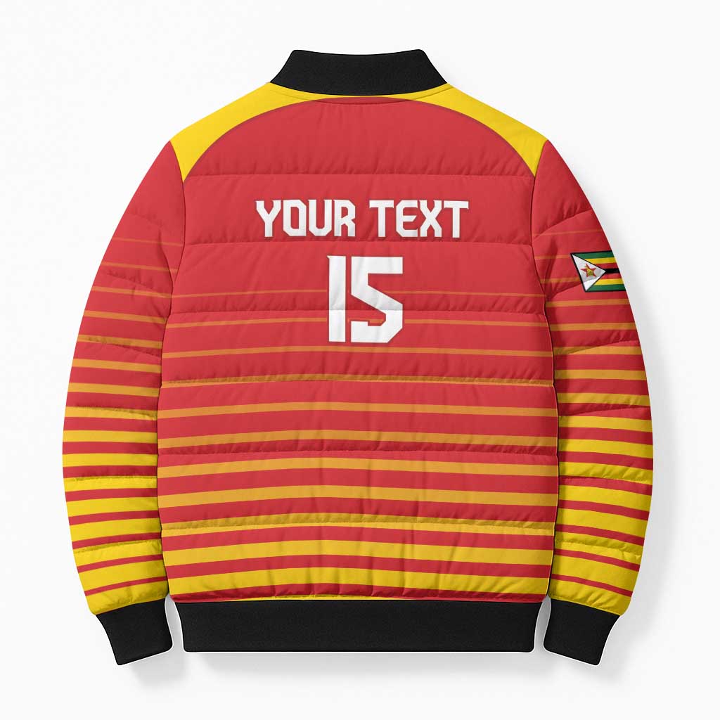 Custom Zimbabwe Cricket Bomber Puffer Jacket Go Chevrons Go - Wonder Print Shop