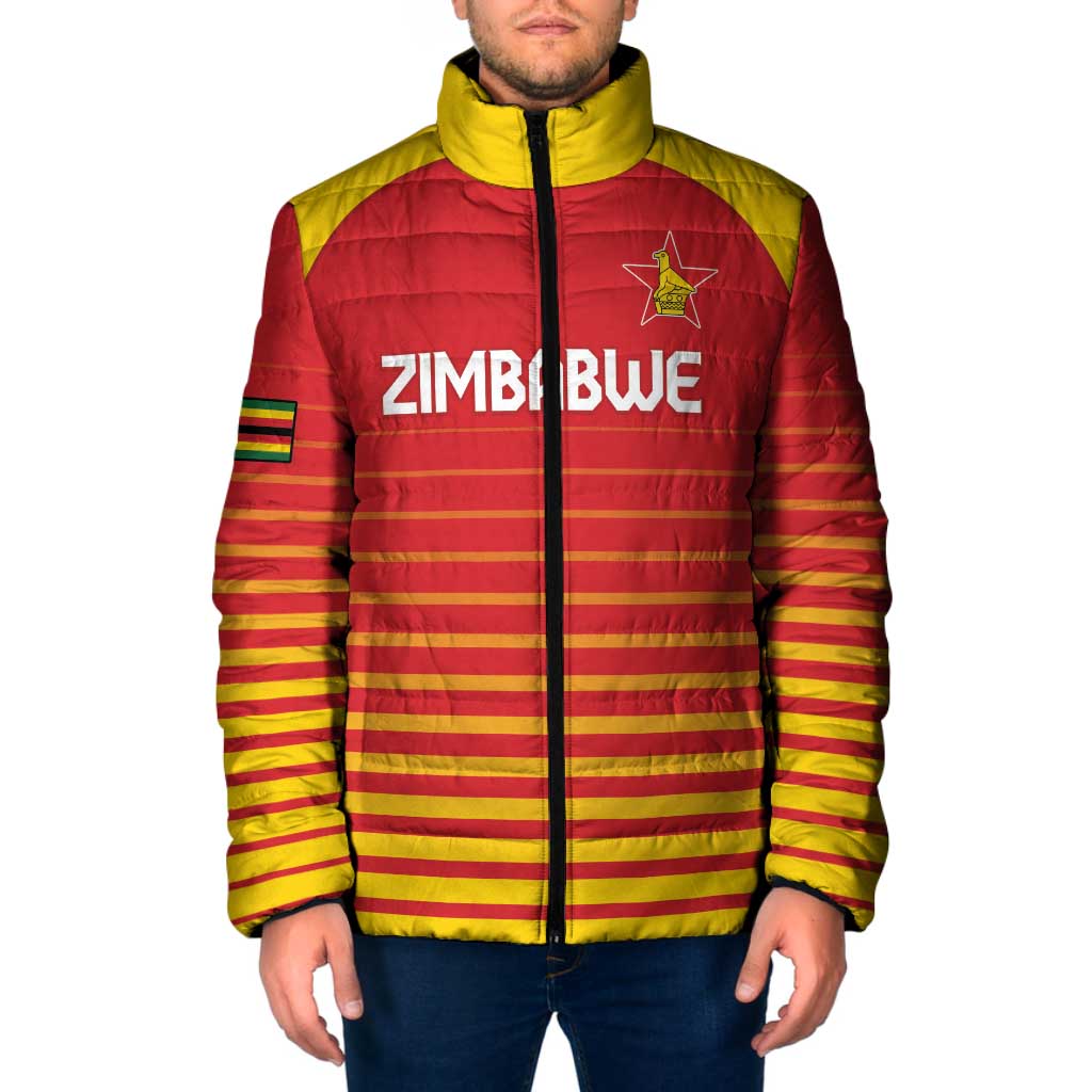 Custom Zimbabwe Cricket Padded Jacket Go Chevrons Go - Wonder Print Shop