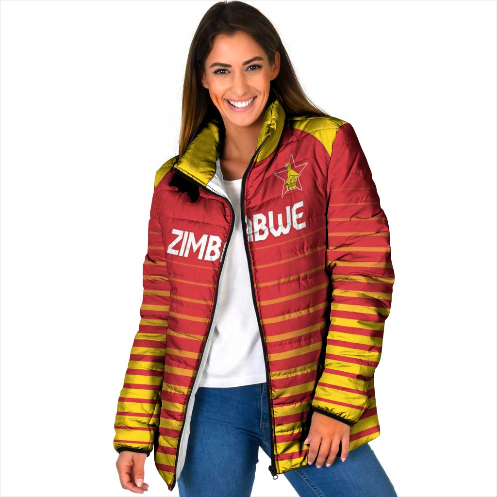 Custom Zimbabwe Cricket Padded Jacket Go Chevrons Go - Wonder Print Shop