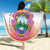 Personalized Costa Rica Independence Day Beach Blanket Coat Of Arms With Purple Guaria Morada Orchid - Wonder Print Shop