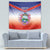 Personalized Costa Rica Independence Day Tapestry Coat Of Arms With Purple Guaria Morada Orchid