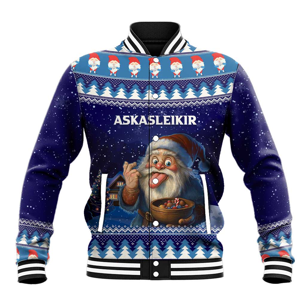 Iceland Christmas Askasleikir Baseball Jacket The Yule Lads Bowl Licker - Wonder Print Shop