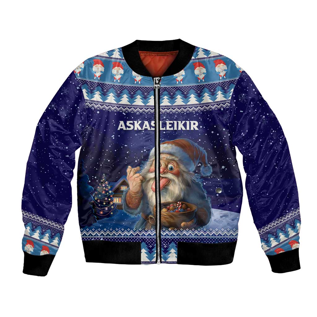 Iceland Christmas Askasleikir Bomber Jacket The Yule Lads Bowl Licker - Wonder Print Shop