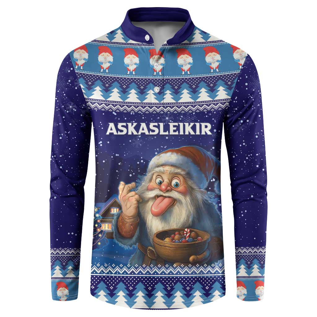 Iceland Christmas Askasleikir Button Sweatshirt The Yule Lads Bowl Licker - Wonder Print Shop