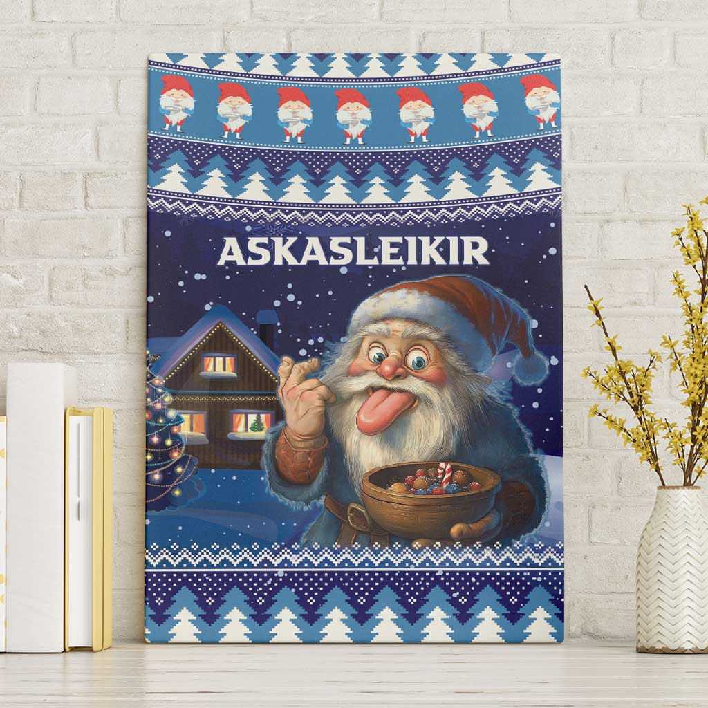 Iceland Christmas Askasleikir Canvas Wall Art The Yule Lads Bowl Licker - Wonder Print Shop