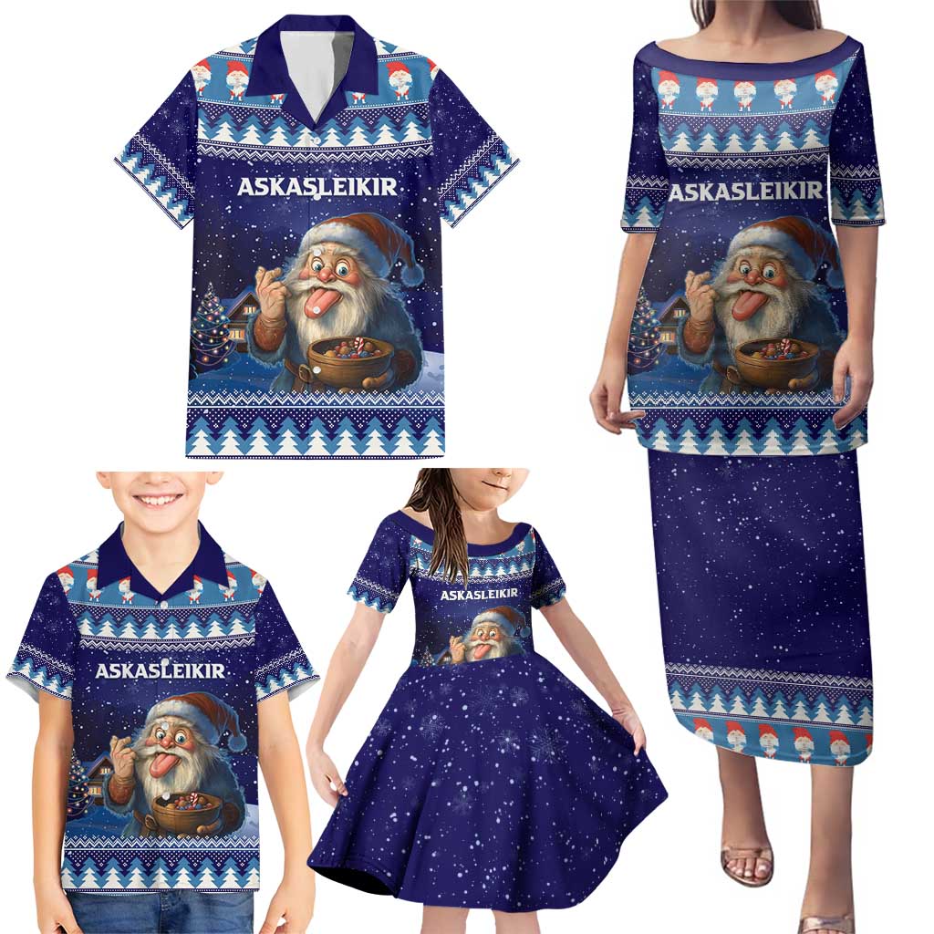 Iceland Christmas Askasleikir Family Matching Puletasi and Hawaiian Shirt The Yule Lads Bowl Licker - Wonder Print Shop