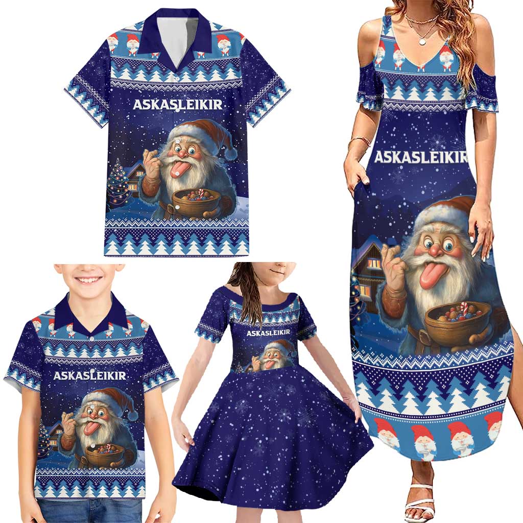 Iceland Christmas Askasleikir Family Matching Summer Maxi Dress and Hawaiian Shirt The Yule Lads Bowl Licker - Wonder Print Shop