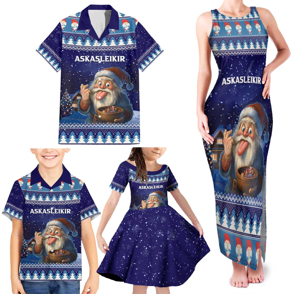 Iceland Christmas Askasleikir Family Matching Tank Maxi Dress and Hawaiian Shirt The Yule Lads Bowl Licker - Wonder Print Shop