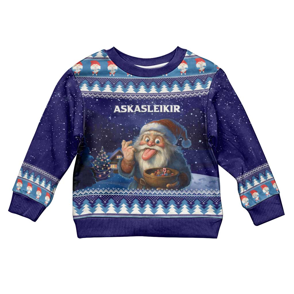 Iceland Christmas Askasleikir Kid Ugly Christmas Sweater The Yule Lads Bowl Licker - Wonder Print Shop