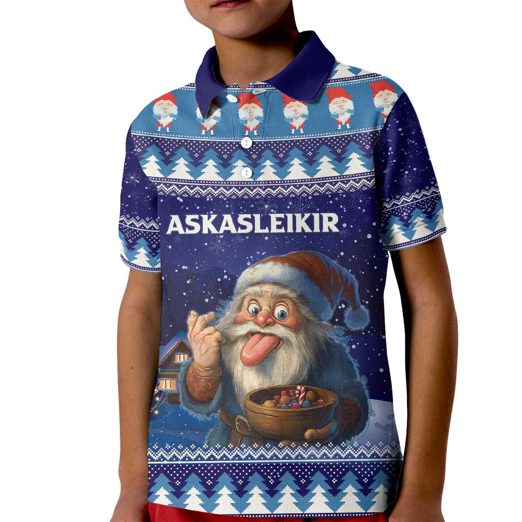 Iceland Christmas Askasleikir Kid Polo Shirt The Yule Lads Bowl Licker - Wonder Print Shop