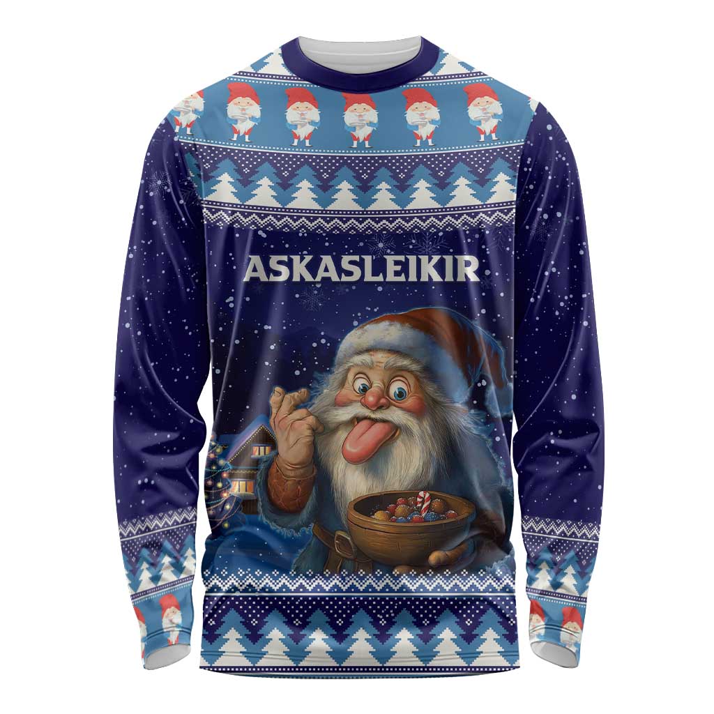 Iceland Christmas Askasleikir Long Sleeve Shirt The Yule Lads Bowl Licker - Wonder Print Shop