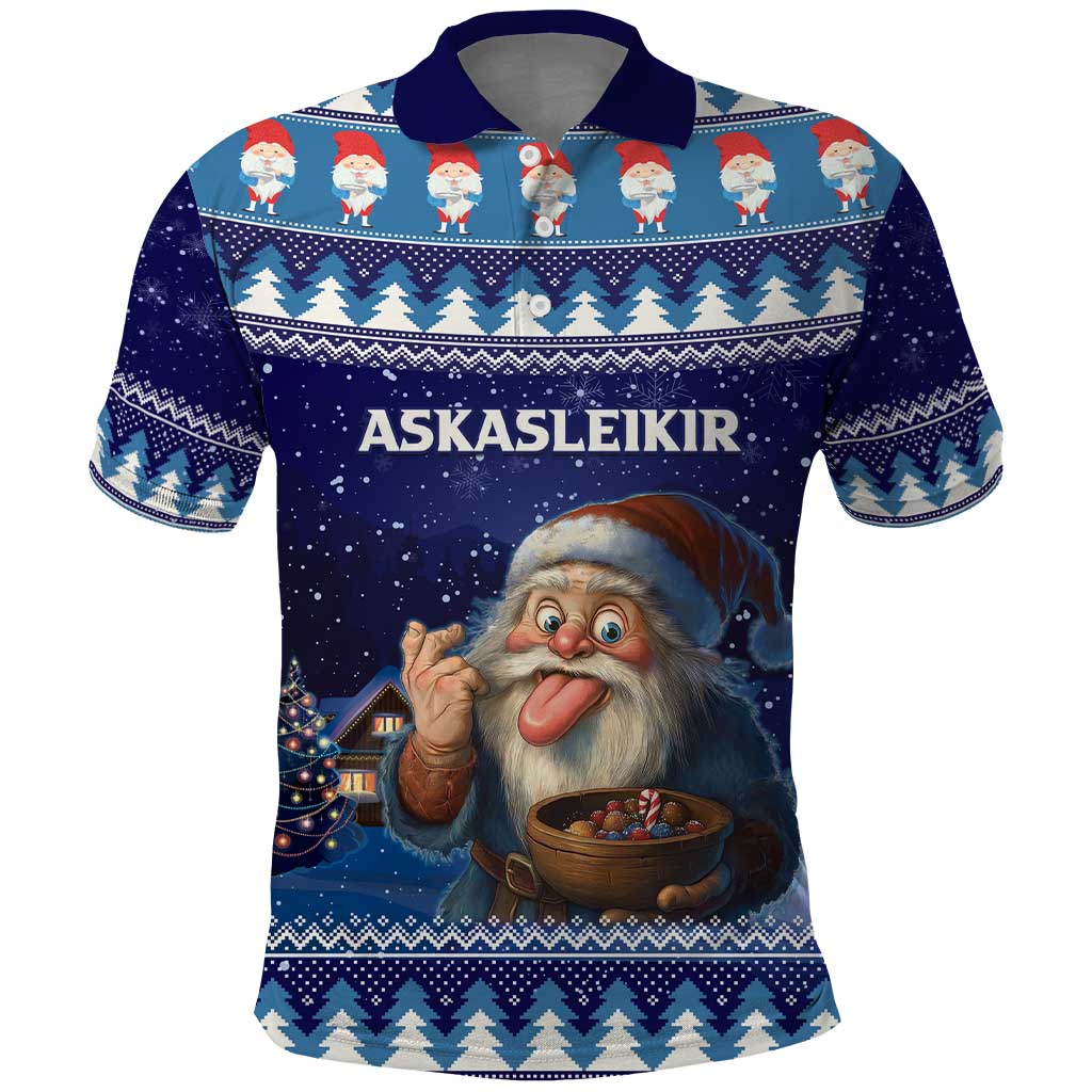 Iceland Christmas Askasleikir Polo Shirt The Yule Lads Bowl Licker - Wonder Print Shop