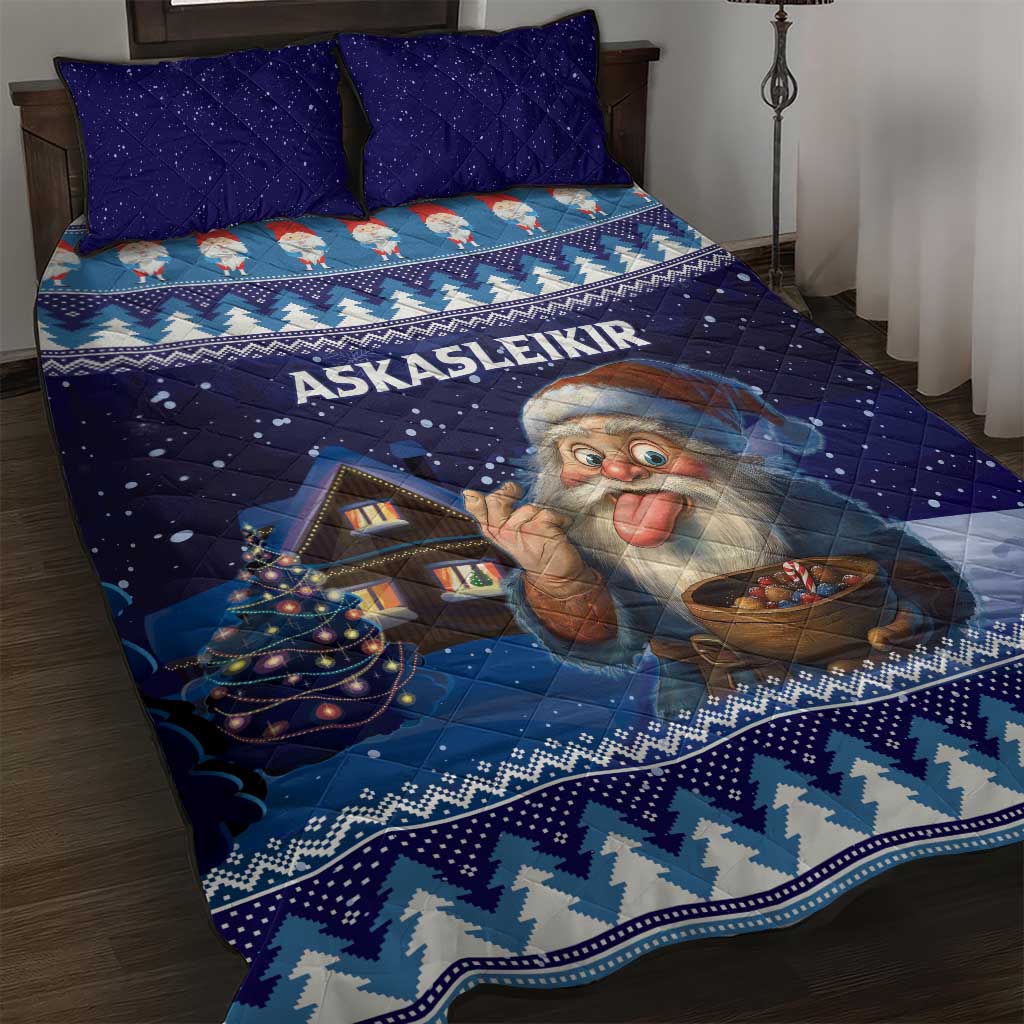 Iceland Christmas Askasleikir Quilt Bed Set The Yule Lads Bowl Licker - Wonder Print Shop