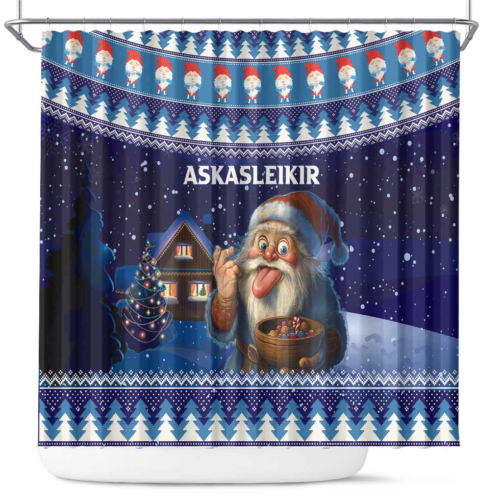 Iceland Christmas Askasleikir Shower Curtain The Yule Lads Bowl Licker