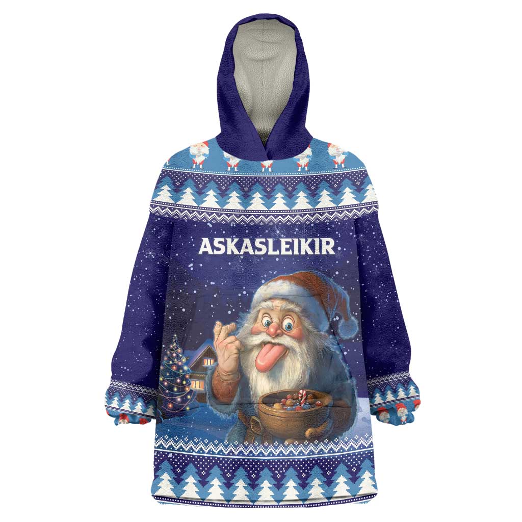 Iceland Christmas Askasleikir Wearable Blanket Hoodie The Yule Lads Bowl Licker