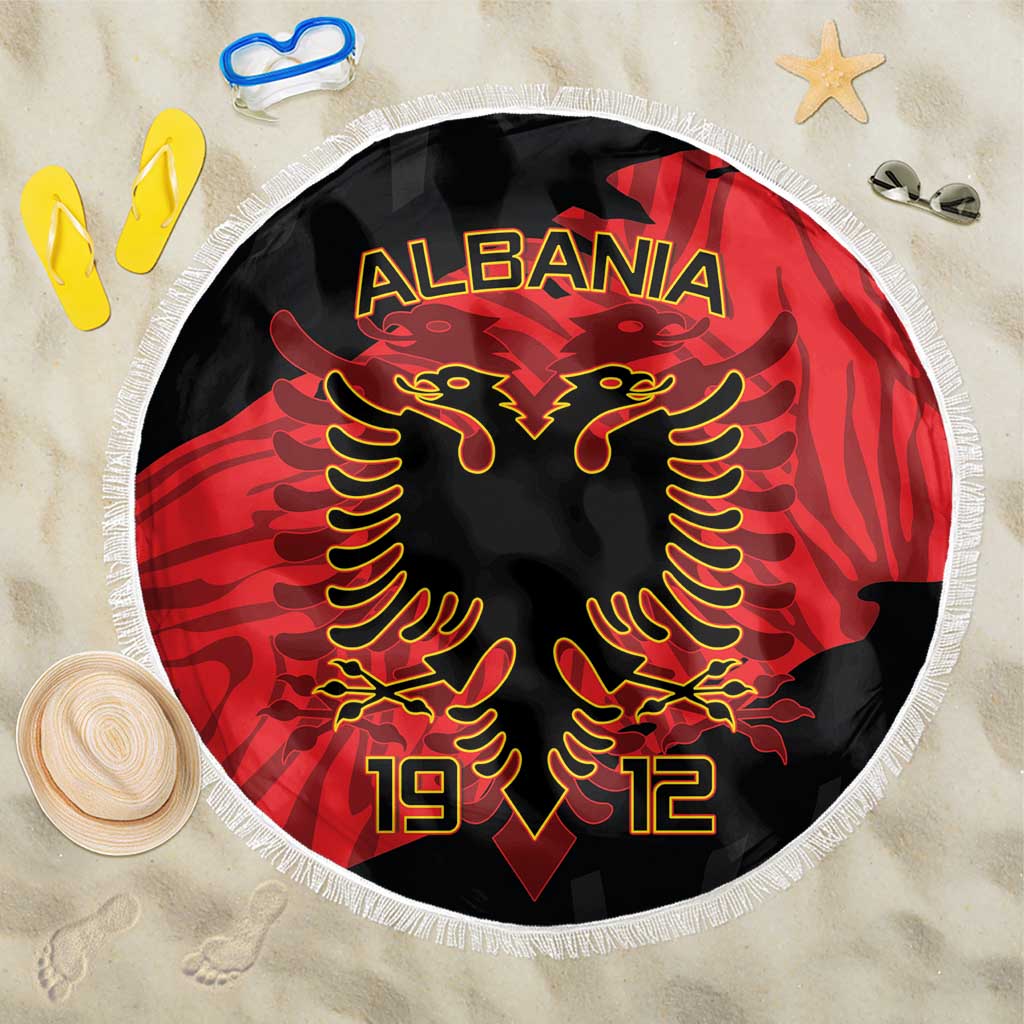 Albania Independence Day Beach Blanket Albanian Eagle - Grunge Style - Wonder Print Shop