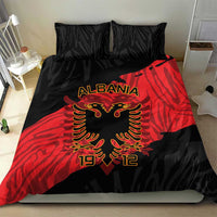 Black and red duvet cover with gold eagle emblem and ALBANIA text, two black pillowcases