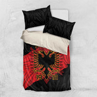 Black and red duvet cover with gold eagle emblem and '19 12', set with four pillows