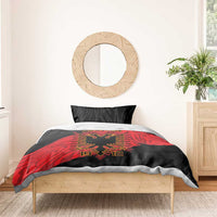 Black and red duvet cover with eagle emblem and '19 12', matching black pillowcases