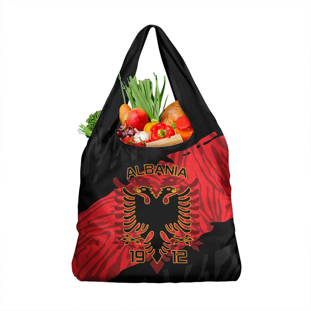 Albania Independence Day Grocery Bag Albanian Eagle - Grunge Style