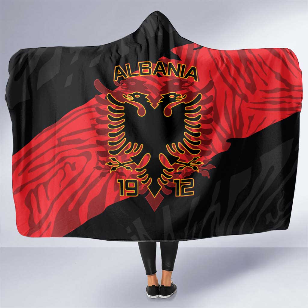 Albania Independence Day Hooded Blanket Albanian Eagle - Grunge Style