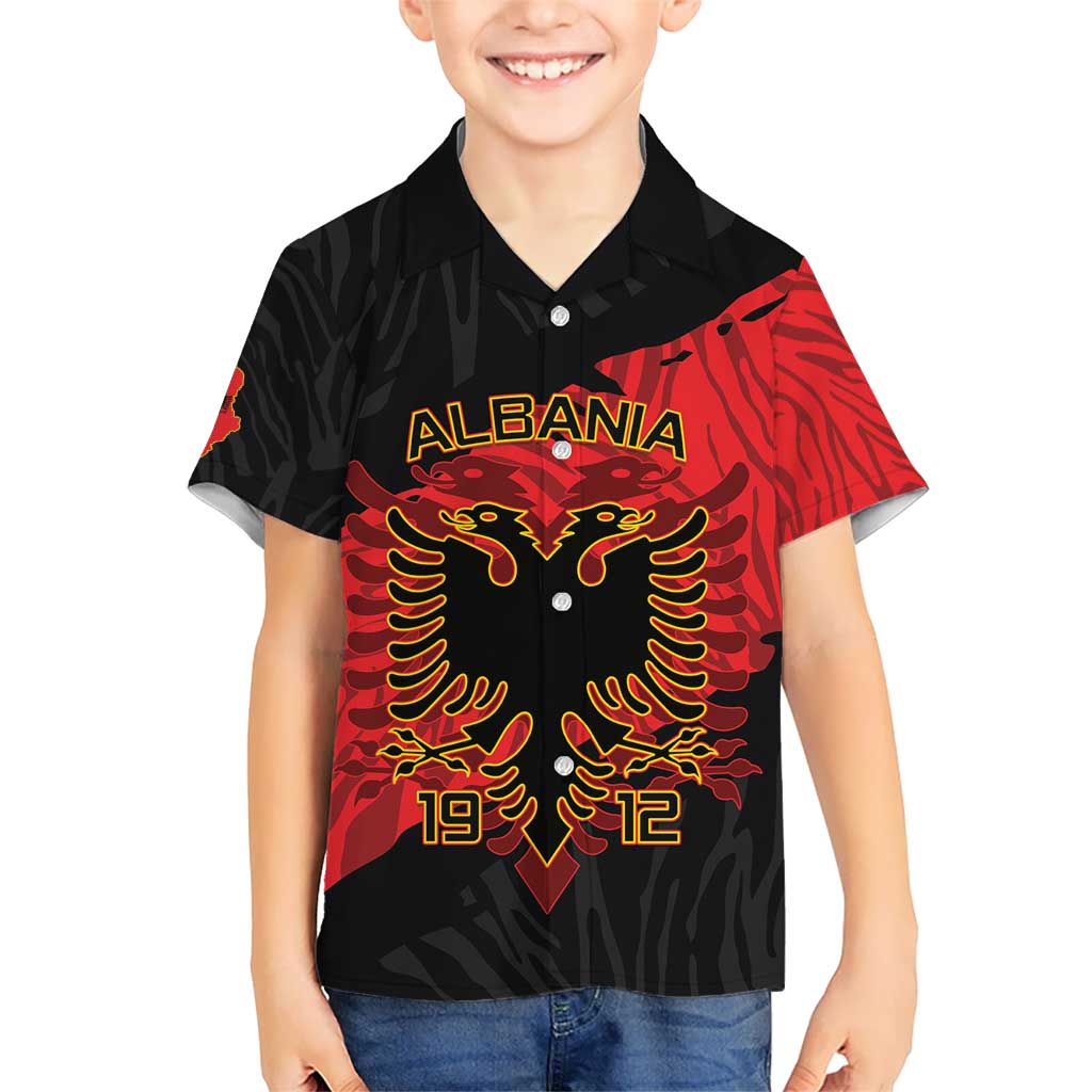 Albania Independence Day Kid Hawaiian Shirt Albanian Eagle - Grunge Style - Wonder Print Shop