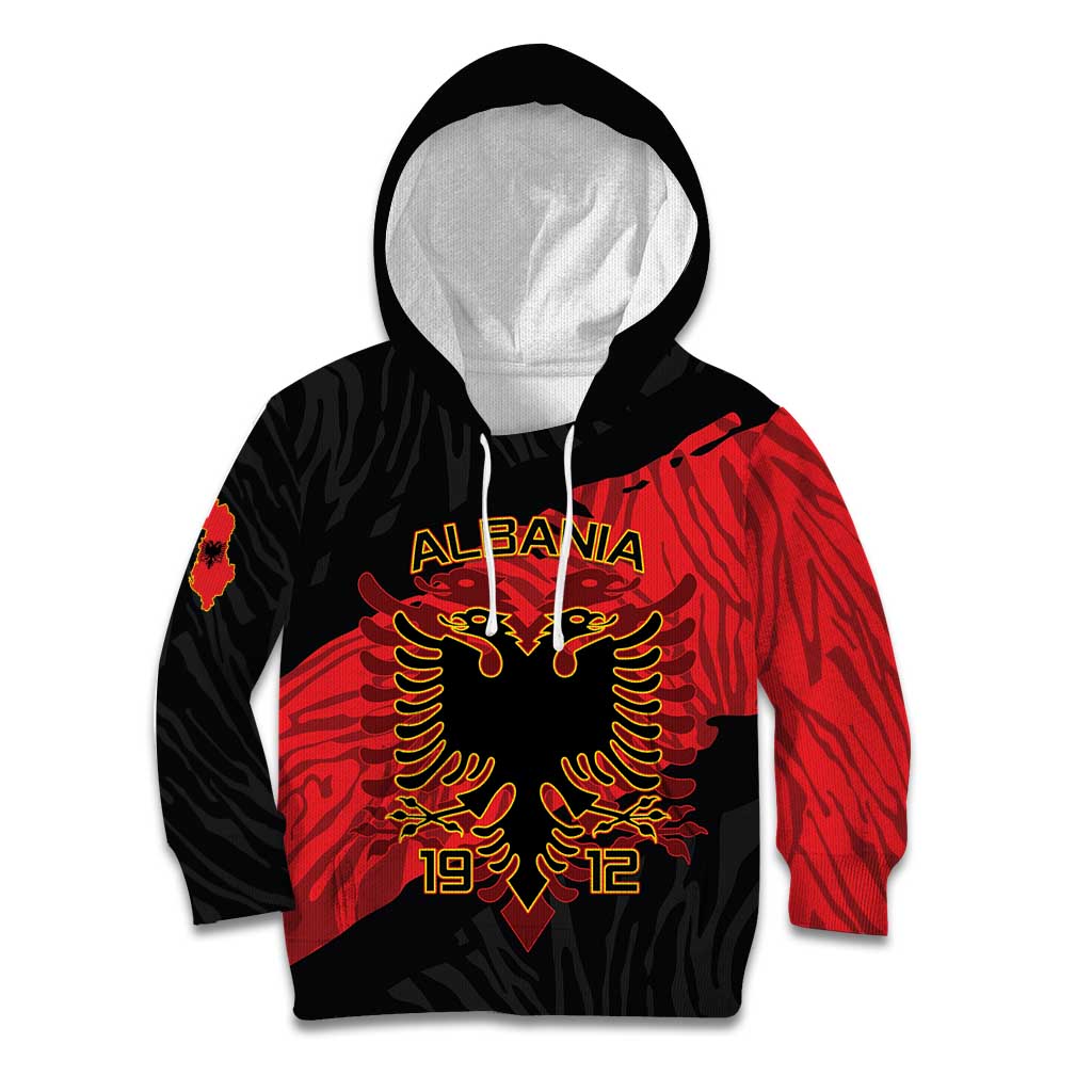 Albania Independence Day Kid Hoodie Albanian Eagle - Grunge Style