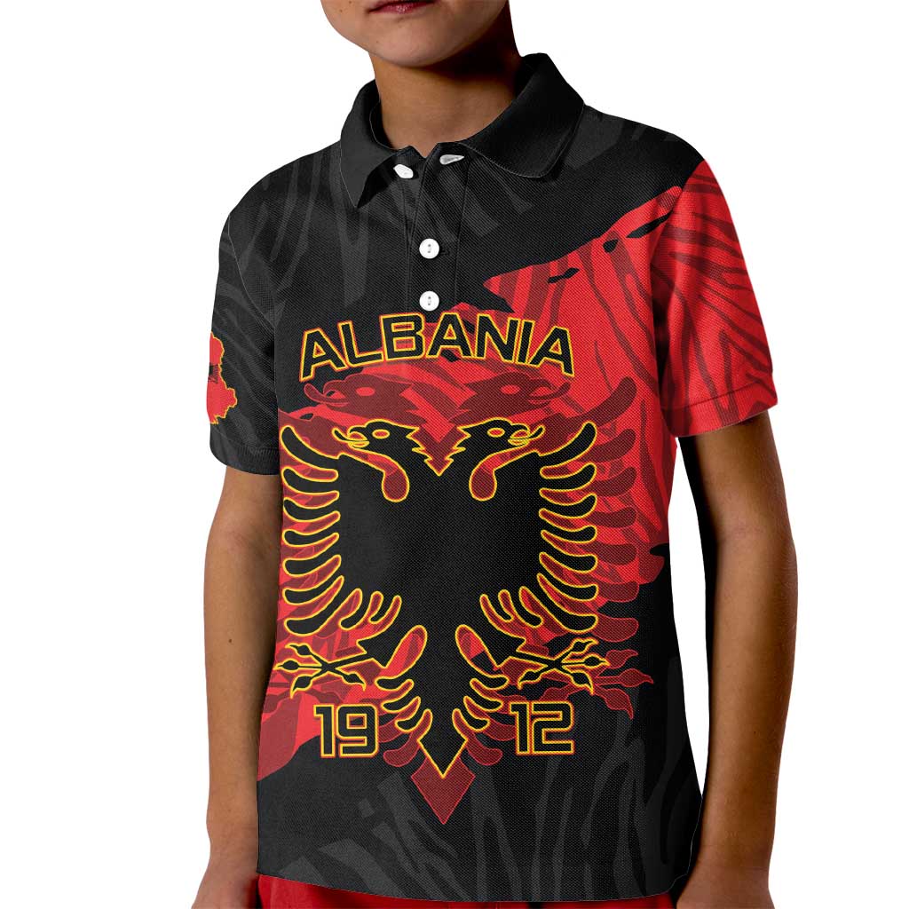 Albania Independence Day Kid Polo Shirt Albanian Eagle - Grunge Style - Wonder Print Shop