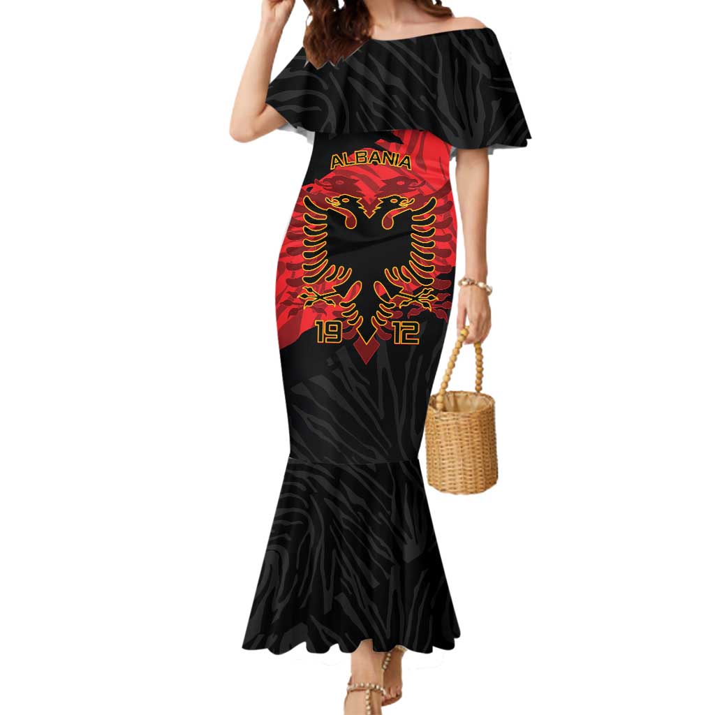 Albania Independence Day Mermaid Dress Albanian Eagle - Grunge Style - Wonder Print Shop