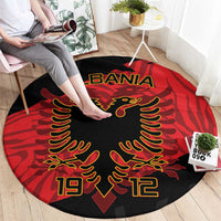 Albania independence day round carpet, red and black with gold eagle wings pattern