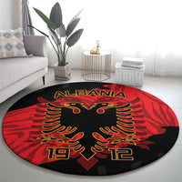 Albania independence day round carpet with large eagle emblem on black center