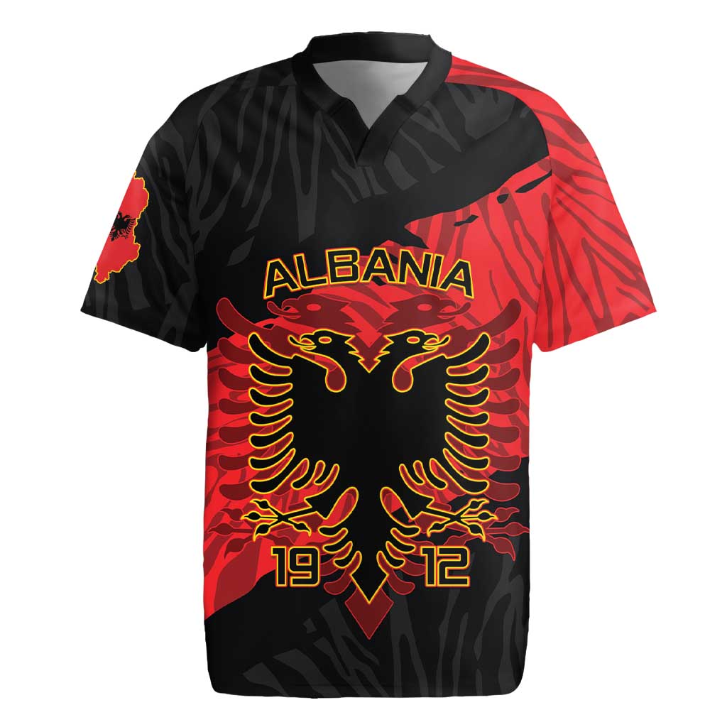 Albania Independence Day Rugby Jersey Albanian Eagle - Grunge Style - Wonder Print Shop