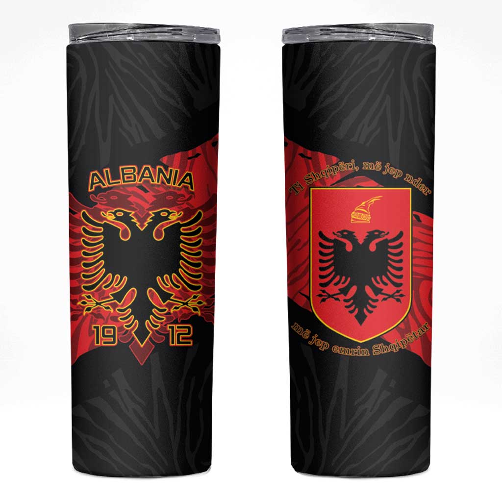 Albania Independence Day Skinny Tumbler Albanian Eagle - Grunge Style - Wonder Print Shop