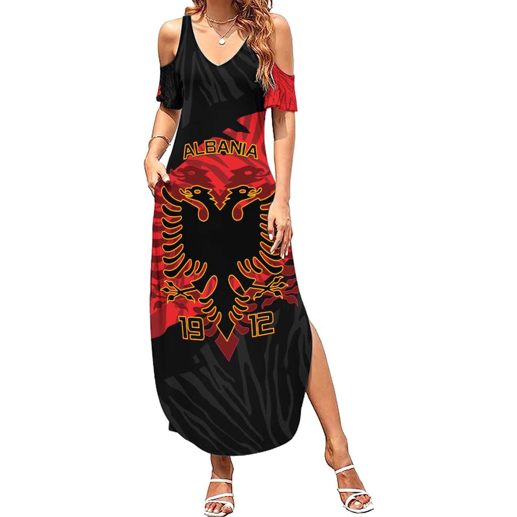 Albania Independence Day Summer Maxi Dress Albanian Eagle - Grunge Style - Wonder Print Shop