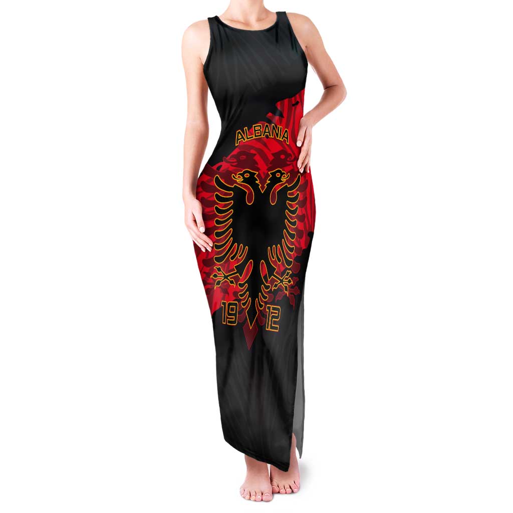 Albania Independence Day Tank Maxi Dress Albanian Eagle - Grunge Style - Wonder Print Shop